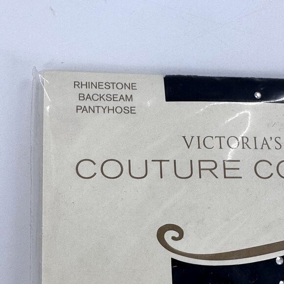 Vintage Victoria's Secret Couture Collection Rhinestone Backseam Pantyhose Sm - Picture 2 of 9